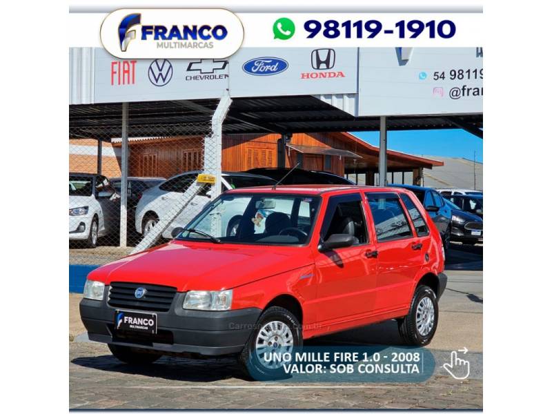 FIAT - UNO - 2008/2008 - Vermelha - Sob Consulta